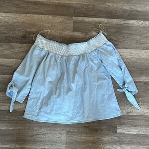 Blue Rain Light Blue Off-Shoulder Top